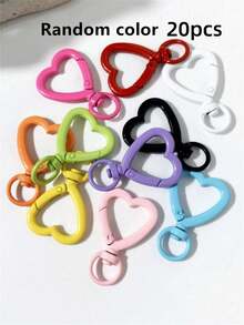 8/20/30/50pcs Colorful Rotating Heart-Shaped Lobster Clasp Keyring Spring Connectors, Suitable For Bags, Dog Leashes, DIY Jewelry Making Accessories - Heart Keychain - View 13