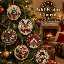 6pcs Christmas Decoration DIY Pearl Diamond Painting Set, Hanging Christmas Tree Ornaments, Suitable For Beginners Handmade Craft Materials, Used For Holiday Home Decor And Gifts - Multicolor - View 5