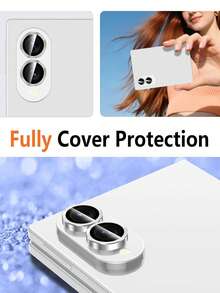 ForSamsung Galaxy Z Fold 8 Camera Lens Protector, Individual Metal Ring Tempered Glass Lens Cover, [Strong Adsorption] Scratch Resistant Ultra-Thin HD Clear Lens Cover, 1 Set-Silvery - Silver - View 7
