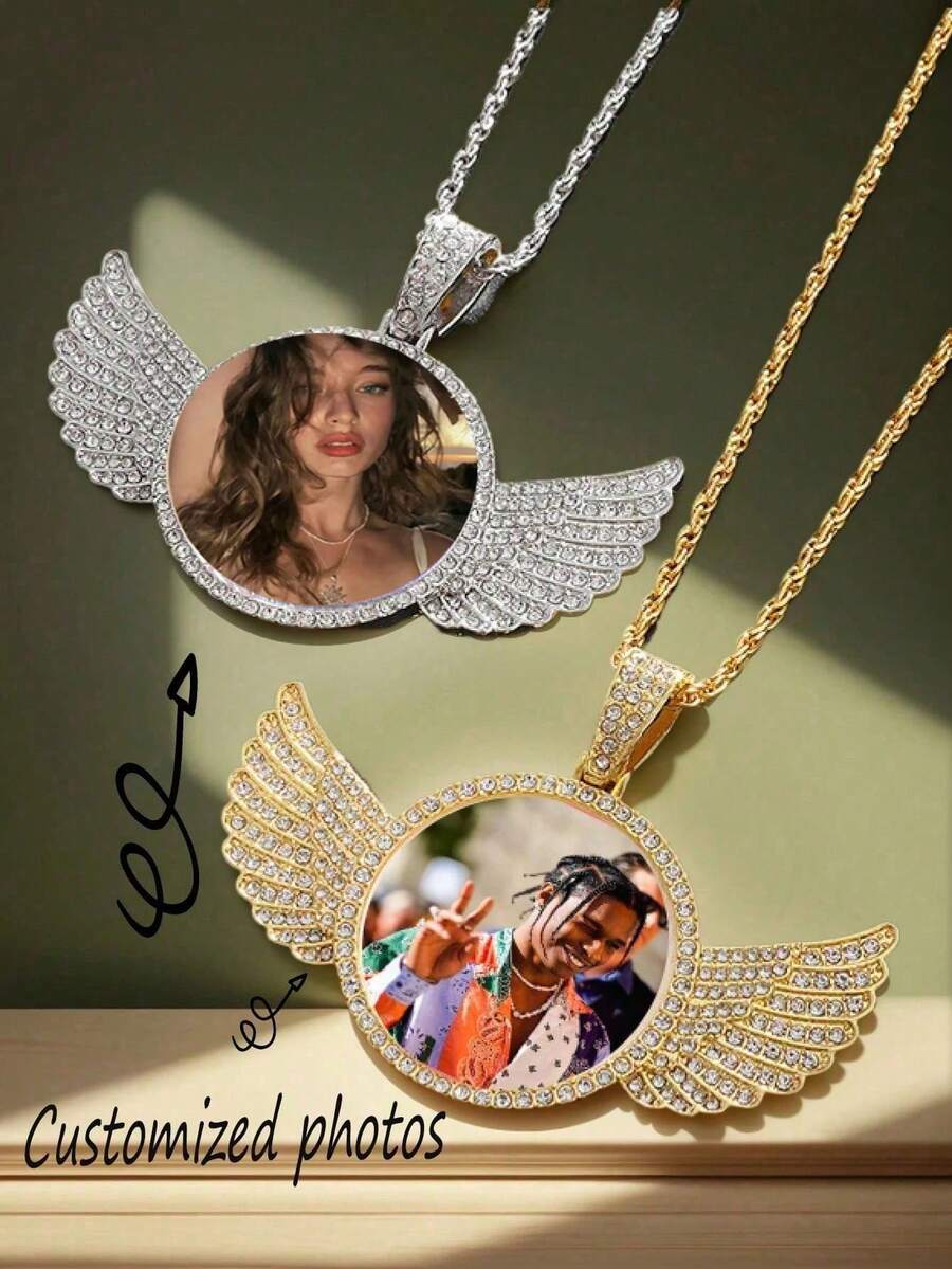 Customized Photo Pendant Jewelry, Customized Photo, Hip-Hop Style Photo Pendant, Customized Round Photo Pendant, Alloy Metal - Multicolor - View 1