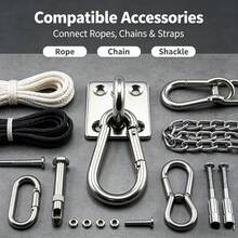 1/2/4pcs Ceiling Hooks, 360° Rotating Installation, With D-Ring Lock, Stainless Steel Mounting Bracket, Suitable For Swing Chair/Hammock - Silver - View 4