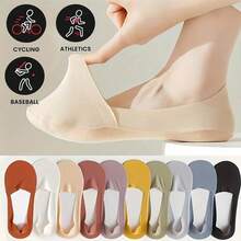5 Pasang Kaos Kaki Wanita Bahan Sutra Es, Kaos Kaki Pendek Tipis Anti Selip untuk Musim Panas, Kaos Kaki Tak Terlihat untuk Sepatu Hak Tinggi, Kemasan Kartu Acak - MultiWarna - View 8