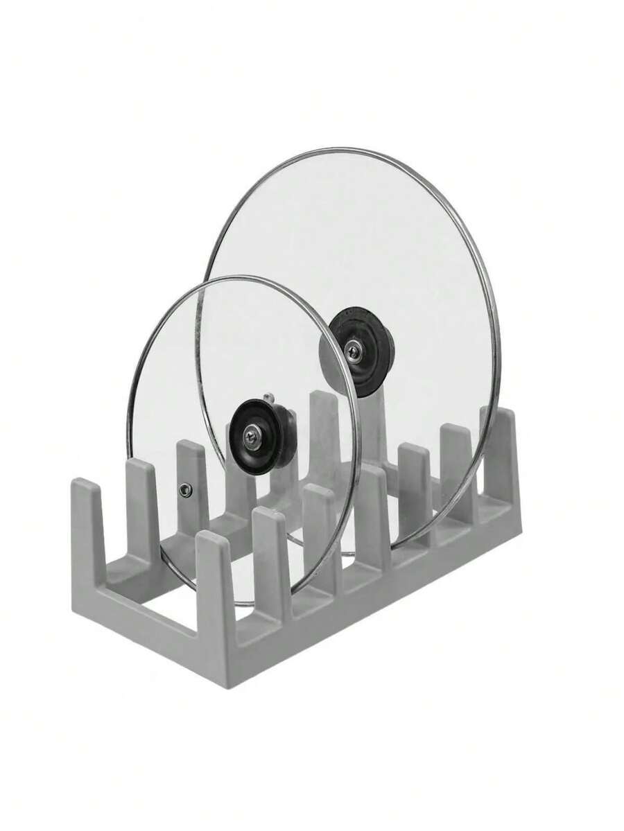 1pc Kitchen Countertop Pot Lid Rack, Multi-Functional Draining Storage Organizer, Suitable For Kitchen Countertop, Can Hold Pot Lids, Plates, Saucers, Cutting Boards, Used For Drying And Organizing Tableware - Grey - View 1