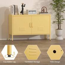 Yellow Steel Storage Cabinet With Adjustable Shelves, Waterproof And Easy To Clean, Keeping Your Living Room, Bedroom Or Entryway Tidy And Organized - 1 - View 7
