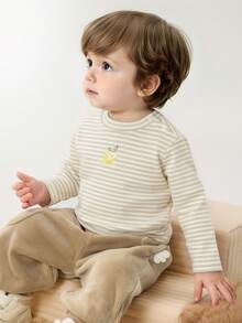 Balabala Mock Neck Long‑Sleeve Baby Tee Soft Base Top For Toddlers Autumn - White Coffee Color - View 3