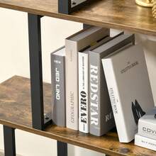 Industriële boekenkast/kamerverdeler met 5 planken, 102 x 30 x 160 cm, rustieke bruine kleur. - A - Bekijken 10