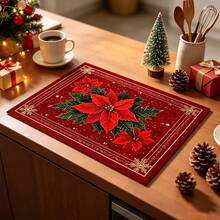 1pc Dish Drying Mat, Coffee Machine Mat, Christmas Red Plaid Coaster, High Absorbency Quick Drying Mat, Suitable For Kitchen Table, Bar Counter Decoration And Protection, Christmas Atmosphere Desktop Protector, Multi-Purpose Drying Mat, Home Gift, Desktop Decoration, Holiday Room Decor - XYLSD-979 - View 4