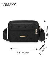 Heart-Shaped Embroidered Multi-Layer Shoulder Bag, Large-Capacity Multi-Layer Zipper Crossbody Bag, Multi-Functional Travel Square Bag - Multicolor - View 3