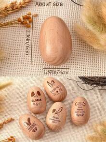 Personalized Wooden Easter Egg Rattle With Music, Engraved Egg Rattle For Kids, Children's Musical Instrument, Easter Gift, Baby's First Easter. Personalized Wooden Egg Rattle | Engraved Baby Egg | Easter Kids | Customized Wooden Egg - Multicolor - View 10