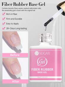 UR SUGAR 15ml Fiber Rubber Base Gel Nail Polish 1/2/3PCS Perlindungan Tahan Lama, Dapat Dilepas, Cocok untuk Kuku Patah, Memperkuat Kuku, Untuk Pemula, Manikur Rumahan, DIY Nail Art - Lapisan Dasar - View 11