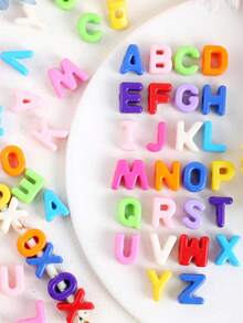 50-200pcs Colorful Acrylic Large Hole Letter Beads, Random Mixed Color Loose Beads For Handmade Jewelry, Phone Chain, Keychain Decoration - Multicolor - View 3