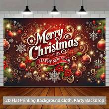 1pc 2D Christmas Celebration Festive Atmosphere Decoration Polyester Backdrop, Durable And Washable Wall Banner, Room Photography Background, Photo Backdrop, Celebration Decor, No Power Required - Merry Christmas Eve - View 3