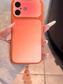 Casing Ponsel Motif Tie-Dye Blok Warna 3D dengan Telinga Kucing Lucu, Kompatibel dengan Apple 17, 16 Pro Max, 15, 14, 13, Perlindungan Penuh Anti Jatuh, Desain Premium - Jeruk - View 4