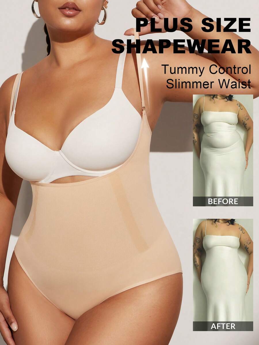1pc Plus Size Women's Seamless Tummy Control Butt Lifting Shaping Panties