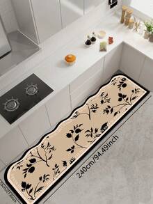 1pc American Retro Floral Wavy Edge Diatom Mud Kitchen Mat, Sponge Cushioning Pressure Relief, Rubber Non-Slip Bottom, Dirt-Resistant Easy To Clean, Multi-Use Carpet For Kitchen, Bathroom, Entryway, Laundry Room - Multicolor - View 10