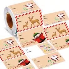 1/200/500pcs Christmas Gift Labels Stickers, Writable Self-Adhesive Multi-Purpose Holiday Decorative Labels, Multiple Styles, Candy Cane & Penguin Patterns, Christmas & Thanksgiving, Suitable For Holiday Gift Wrapping, Christmas Decoration, Christmas Crafts - Style a - View 2