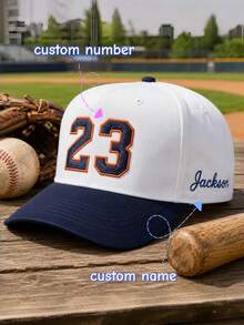 Custom Embroidered Sports Number Baseball Cap - Personalized Sports Caps With Name - Jersey Number Hats - Game Day, Baseball Player Gift - Multicolor - View 1