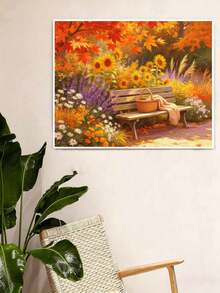Adult Digital Oil Painting, Autumn Park Landscape DIY Acrylic Oil Painting Kit, Canvas Material Includes Drawing Tools, Adult Digital Oil Painting Set, Home Decor Painting. - Sets - View 3