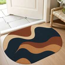 1pc Oval Flannel Door Mat, Soft Comfortable Absorbent Non-Slip Machine Washable With Backing, Suitable For Entrance, Living Room, Bedroom, Kitchen, Bathroom, Yard, Hallway, Laundry Room, Holiday Decoration, Multi-Functional Rug Mat - Multicolor - View 2