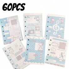 60 Sheets M5 Double-Sided Printed Loose-Leaf Decorative Paper, Korean Minimalist Artistic Style 5-Hole Inner Pages For Planner, Notebook Refill Paper, Planner Decoration Material, Memo Sticky Notes - A - View 9