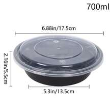 700ml Bento Box, Transparent Lid + Black Round Container, Back To School Season, Reusable Stackable Food Storage Container With Lid, Leakproof Portable Takeout Lunch Box Black, Picnic, Outdoor, Party.. - Black - View 11