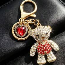 Móc khóa gấu hợp kim đính đá rhinestone sáng bóng, mặt treo chìa khóa ô tô, charm trang trí túi xách và ba lô, quà lưu niệm lễ hội tinh tế, quà tặng hoàn hảo cho bạn bè và gia đình mọi mùa - Màu sắc hình ảnh - Xem 13