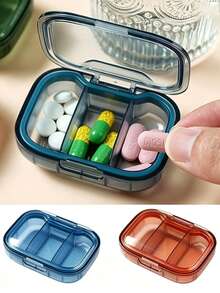 1pc Mini Portable Sealed Silicone Pill Box, Portable Weekly Pill Organizer, Ultra-Small 3-Compartment Dust-Proof Pill Storage Box, Dust-Proof And Moisture-Proof Medicine Storage Organizer, Suitable For Daily Medication, Travel Or Home Use, Travel Essential - Multicolor - View 5