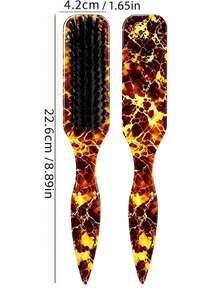 Yellow Plastic Back Brush, Unisex Smooth Back Comb, Plastic Hair Brush/Beard Brush, Styling Comb, Unscented Hairdressing Comb, Edge Control Comb, Wide Ponytail Design With Wide Pointed Tail Back Comb And Detangling Comb, Convenient For Parting, Styling, Polishing And Smoothing Hair, Creating Smooth Frizz-Free Hairstyle, Suitable For Men And Women, Recommended As Christmas Gift - Multicolor - View 7