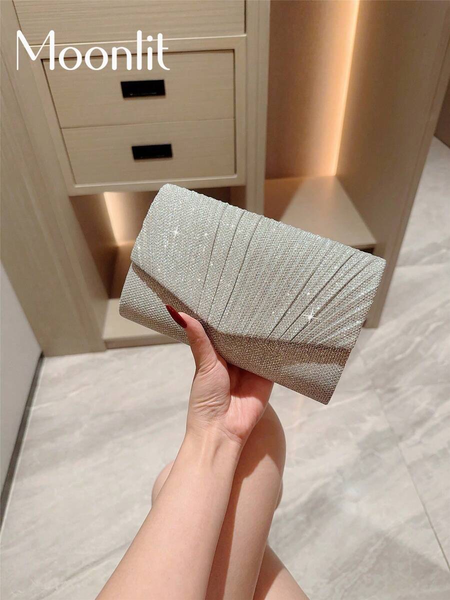 Mini Metallic Glitter Flap Box Bag - Luxury Minimalist Clutch, Perfectly Matching With Bridal Party, Prom Bag For Party, Wedding Items