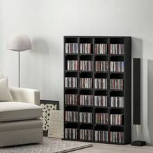 Multimedia-opbergkast voor 456 cd's/336 dvd's - houten boekenkast met verstelbare planken, 89 x 130,5 cm, zwart - A - Bekijken 3