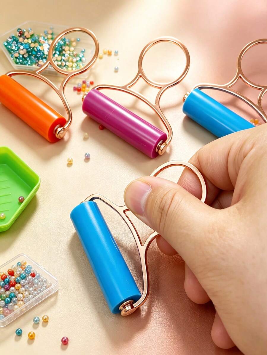 Diamond Painting Roller Tool, Textured Press Wheel For Fixing Diamonds And Flattening Beads, Handheld DIY Diamond Art Accessory Suitable For Canvas Handicrafts - Multicolor - View 1
