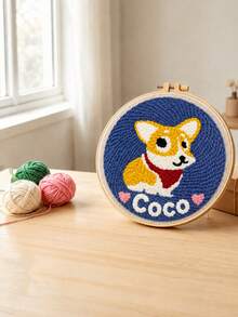 Customized Text Handmade Crafts, Personalized Wall Decor, DIY Punch Needle Embroidery Kit, Animal Pattern Embroidery Set, Creative Children's Gift, Bedroom Decoration, DIY Punch Needle Art - Multicolor - View 5