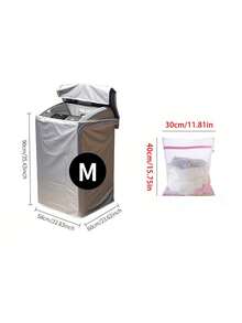 Gray Pulse-Type Washing Machine Cover, Foldable For Storage, Suitable For Most Top-Loading Washing Machines, Ideal For Appliance Protection On Balconies/Outdoors/Laundry Rooms. - Multicolor - View 16