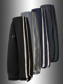 1pc Men's Spring/Autumn Soft Comfortable Breathable Straight Leg Running Jogging Fitness Casual Sports Long Pants Black - Black - View 1