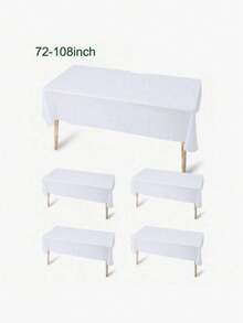 White Disposable Party Tablecloth, PE Plastic Rectangular Table Cover 54x108/54x72 Inch, Easy Clean Up For Birthday Wedding Baby Shower Events Decoration Supplies - White - View 1