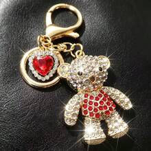 Móc khóa gấu hợp kim đính đá rhinestone sáng bóng, mặt treo chìa khóa ô tô, charm trang trí túi xách và ba lô, quà lưu niệm lễ hội tinh tế, quà tặng hoàn hảo cho bạn bè và gia đình mọi mùa - Màu sắc hình ảnh - Xem 9