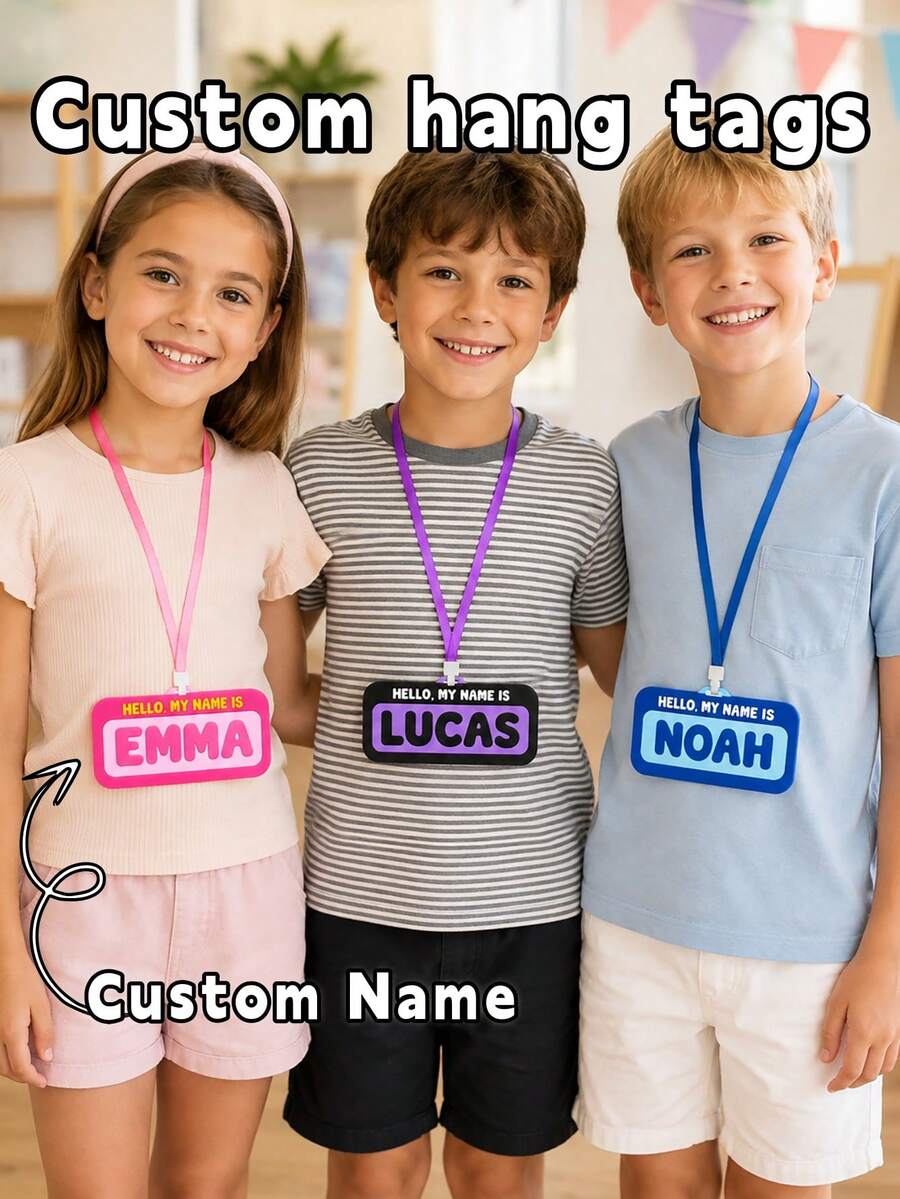 1pc Personalized 3D Printed Campus Name Tag, Customizable With Your Own Name, Classroom Management Tool, Back To School Gift - Multicolor - View 1