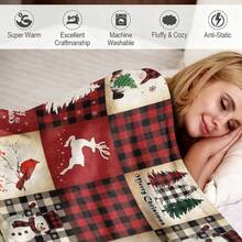 1pc Christmas Design Blanket. This Cute Flannel Blanket Is Decorated With Santa Claus, Christmas Tree, Reindeer, Snowman And Other Mixed Colors Available, Suitable For Sofa, Bed And Couch. It Is A Year-Round Home Decor Item. - Multicolor - View 7
