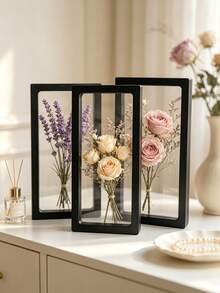1/3/5pcs Dried Rose Flower Storage Photo Frame Desktop Display Stand Transparent Flower Rack DIY Dried Flower Holder Suitable For Home And Office Decor Valentine's Day, New Year, Mother's Day Gift Necklace Packaging Box Jewelry Storage Box - Multicolor - View 3