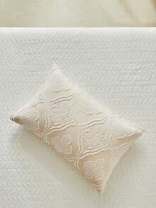 1pc Khaki Geometric Pattern Tufted Pillowcase, Ins Style Textured Polyester Decorative Pillow Cover Suitable For All Seasons, Decorative Long Pillowcase, Machine Washable, No Filling Included - Khaki - View 1