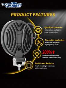 GLANBERT 4.5 吋 LED 圓形燈條 9-30V 外置燈，點狀駕駛燈模組，適用於船隻、ATV、SUV、卡車、獵人、摩托車保桿/車頂/霧燈 - 黑色 - 查看 13