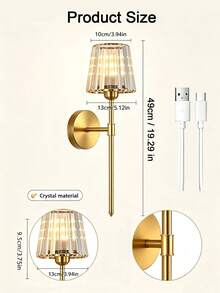 High-End Crystal Wireless Wall Lamp, Black & Gold Rechargeable Wall Light With Crystal Lampshade, Remote Dimming, 12-Color RGB & 3-Color CCT, Decorative Light For Bedroom, Living Room, Hallway - Multicolor - View 4
