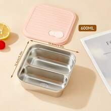 Stainless Steel Bento Box, Adult Lunch Box, Microwavable Meal Prep Containers With Dividers, Pink Metal Snack Containers With Lids, Stackable Travel Food Containers, Leak-Proof School Student Bento Snack Box With Bear Strap - Multicolor - View 29