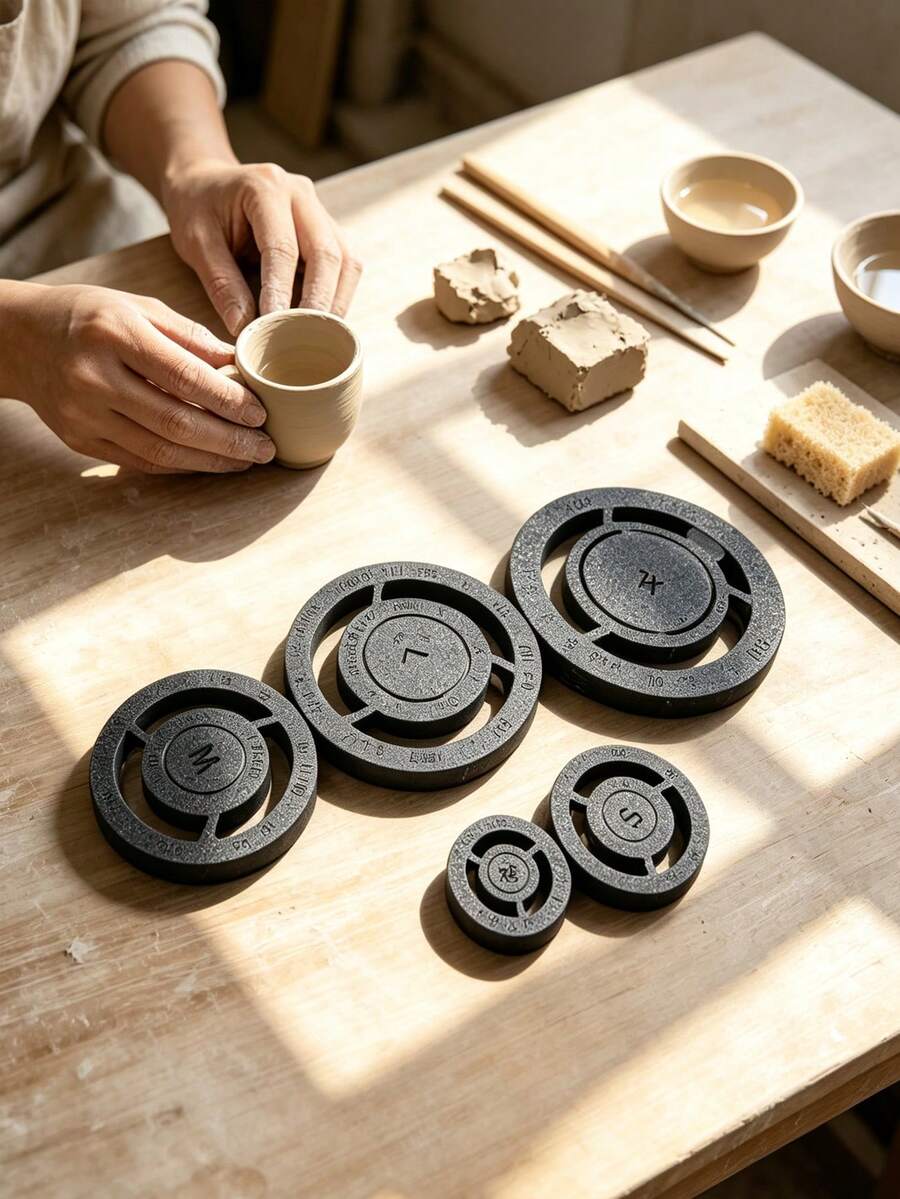 5件組陶藝足環工具,黏土底座對齊器,均勻壓足塑形,適用於陶碗/杯/拉坯作品,陶瓷修坯輔助工具,手工藝愛好者必備,適合作為聖誕驚喜禮物 - 彩色 - 查看 1