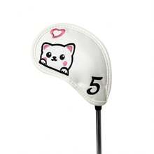10pcs Golf Club Head Covers, Cute Cat Pattern, High Quality Golf Club Head Covers/Golf Club Covers/Iron Head Covers - White - View 5