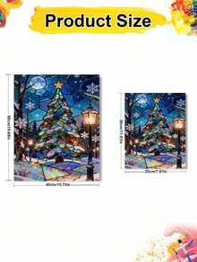 DIY Stained Glass Christmas Tree Snow Scene (8x12 / 16x20 Inches) Paint By Numbers Kit(Acrylic) Arts & Crafts For Adult Beginners, Home Wall Decor, And Holiday Gifts, Best Seasonal Home Art Projects - Sets - View 3