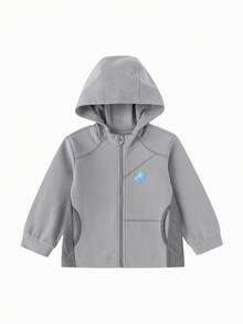 Balabala Simple Stylish Hooded Kids Coat Lightweight Autumn Outer Top For Boys & Girls - Medium Gray - View 4