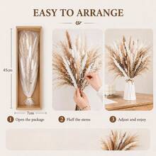 60-Piece DIY Dried Flower Bouquet With Reed Flowers, Boho Decor For Living Room, Bedroom, And Vases - 60Pcs - View 2