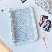 A5 Sticker Storage Organizer, Sticker Collection Book, Reusable Zipper Photo Album, Transparent Laser Star Cover, With Pocket Pages, Suitable For Journals, Student Office Supplies, Perfect For Storing Stickers And Small Accessories - Multicolor - View 9