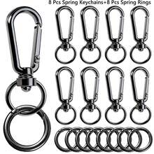 16 st dubbelöppnande roterande fjäderlås och fjäderringar i legering, lämpliga för nyckelringar, nyckelband, väskor, husdjurshalsband, DIY-pyssel och presenttillverkning - 7G platt spännfjäderspiral - Visa 8